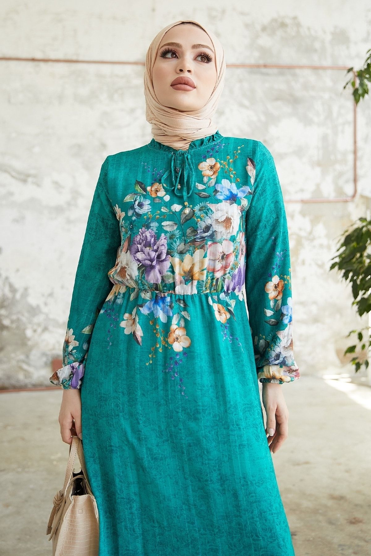 InStyle-Περισσότερα Floral Jacquard Yoryo Chiffon Dress - Water Green 3