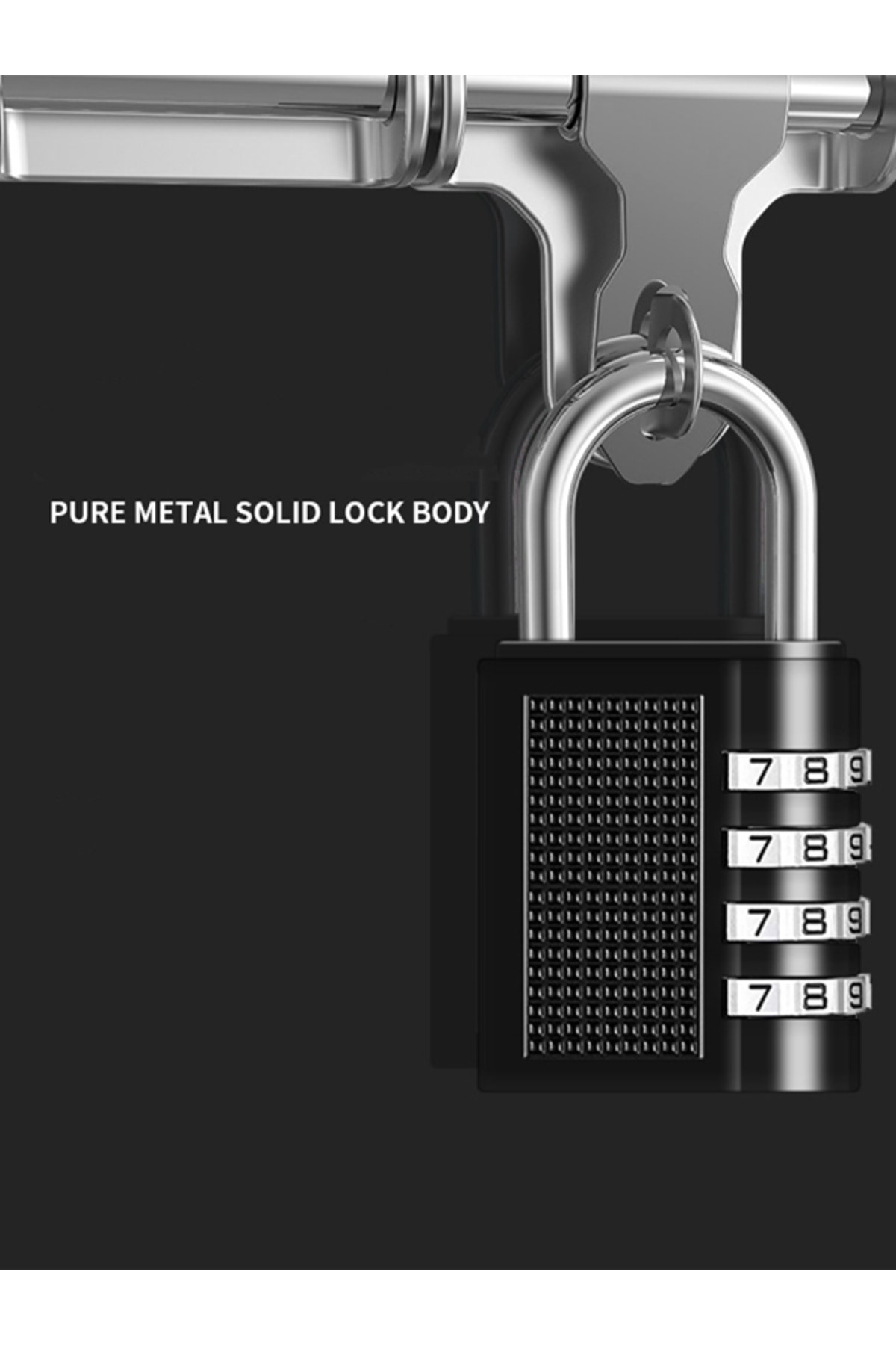 Streak Şifreli Asma Kilit Bisiklet Motosiklet Dolap Güvenlik Kilidi Bebek Arabası - Gümüş fotoğrafı 5 (önizleme)