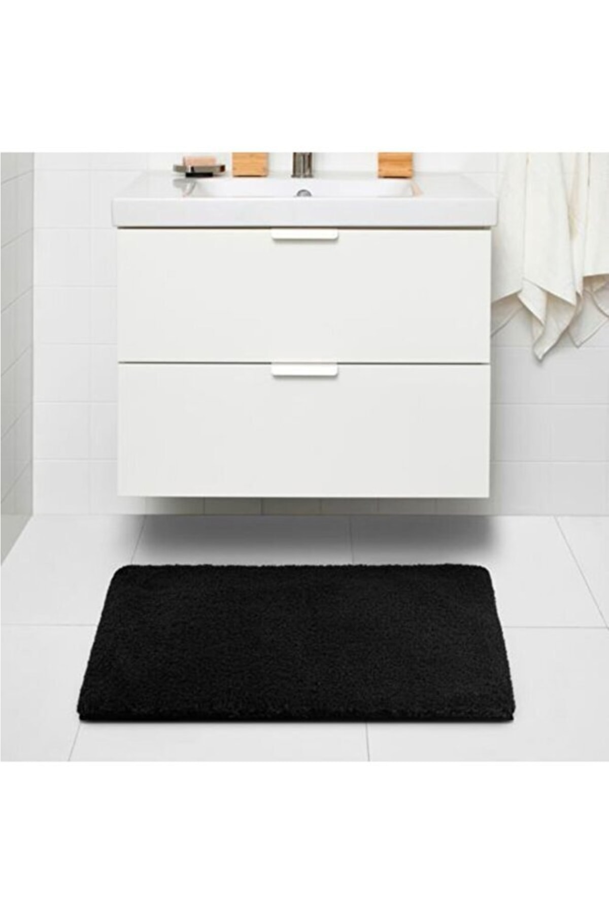 IKEA Banyo Paspası Koyu Gri mikrofiber 60x90 cm Banyo Halısı