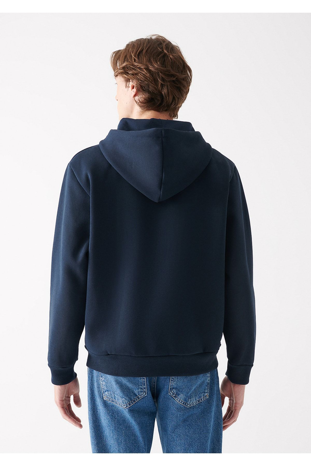 Logolu Kapüşonlu Fermuarlı Lacivert Sweatshirt 066979-70490