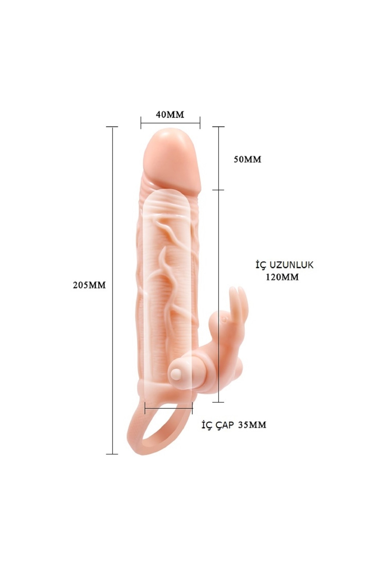 5 Cm Dolgu Uzatmalı 10 Fonksiyonlu Çift Titreşimli Penis Kılıfı Prezervatif Vibratör 5