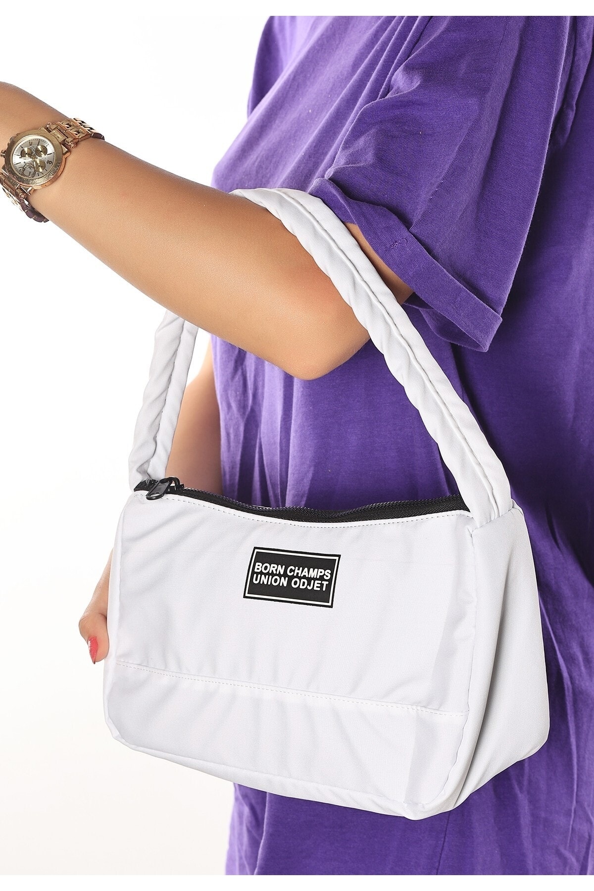 Born Beyaz Keten Çanta