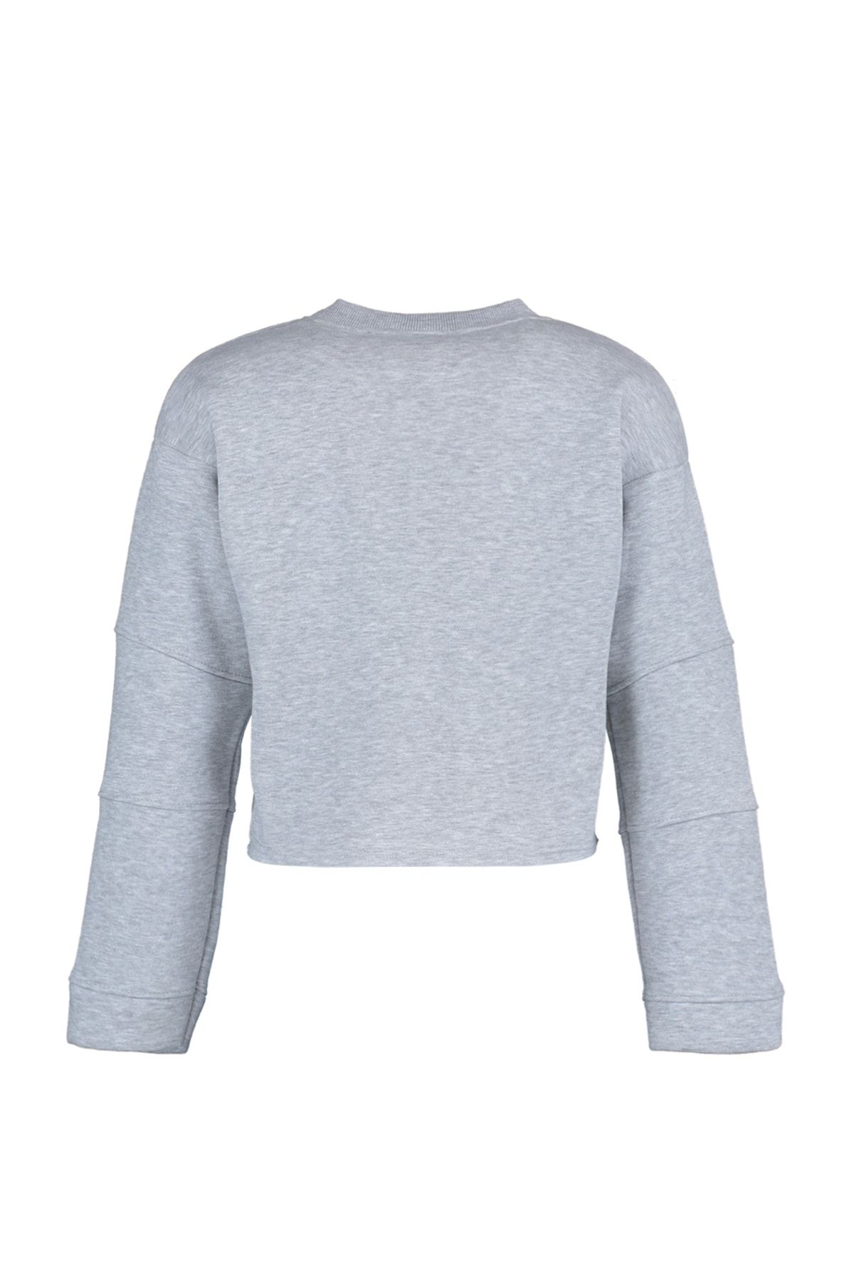 Trendyol Collection-Snow Melange Nähte Detaillierte Crop Dickes Fleece Innen Gestricktes Sweatshirt TWOAW23SW00653 8