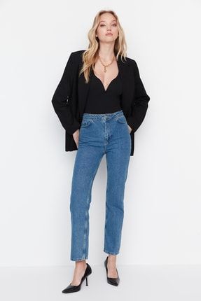Mavi Yüksek Bel Uzun Dar Straight Jeans TWOSS21JE0085