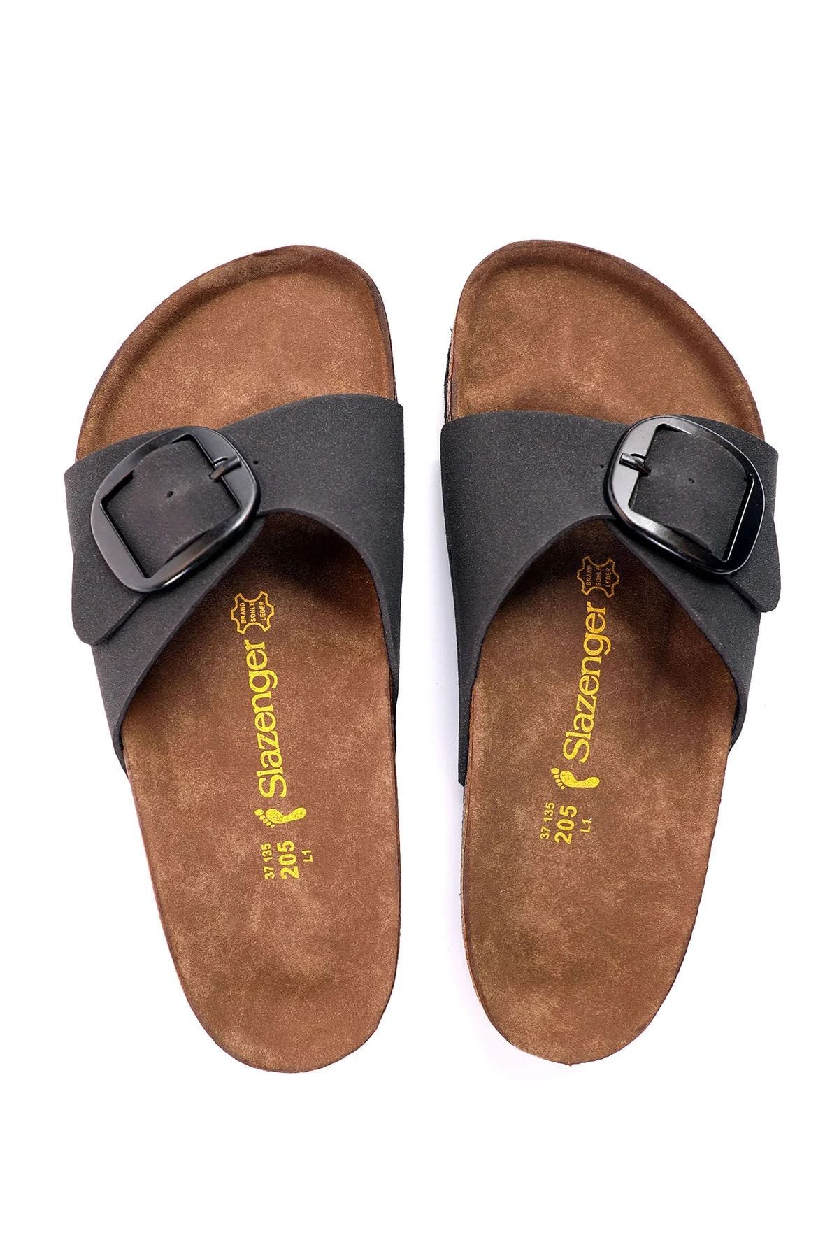 Slazenger Pantolette Schwarz Flacher Absatz
