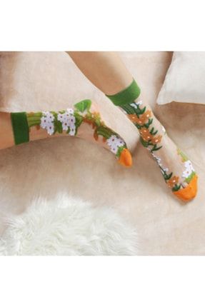 Japon Kore Tarzı Şeffaf Transparan Kadın Çorap Flowers 1019