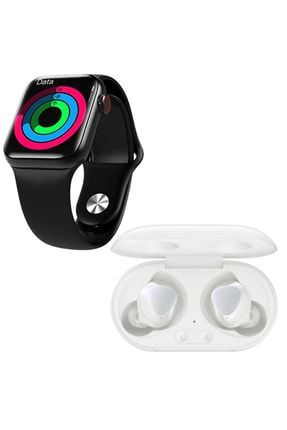 Samsung Galaxy Buds+ Beyaz Bluetooth Kulaklık Hw12 Full Ekran Smartwatch Siyah Akıllı Saat Uyumlu 2228582