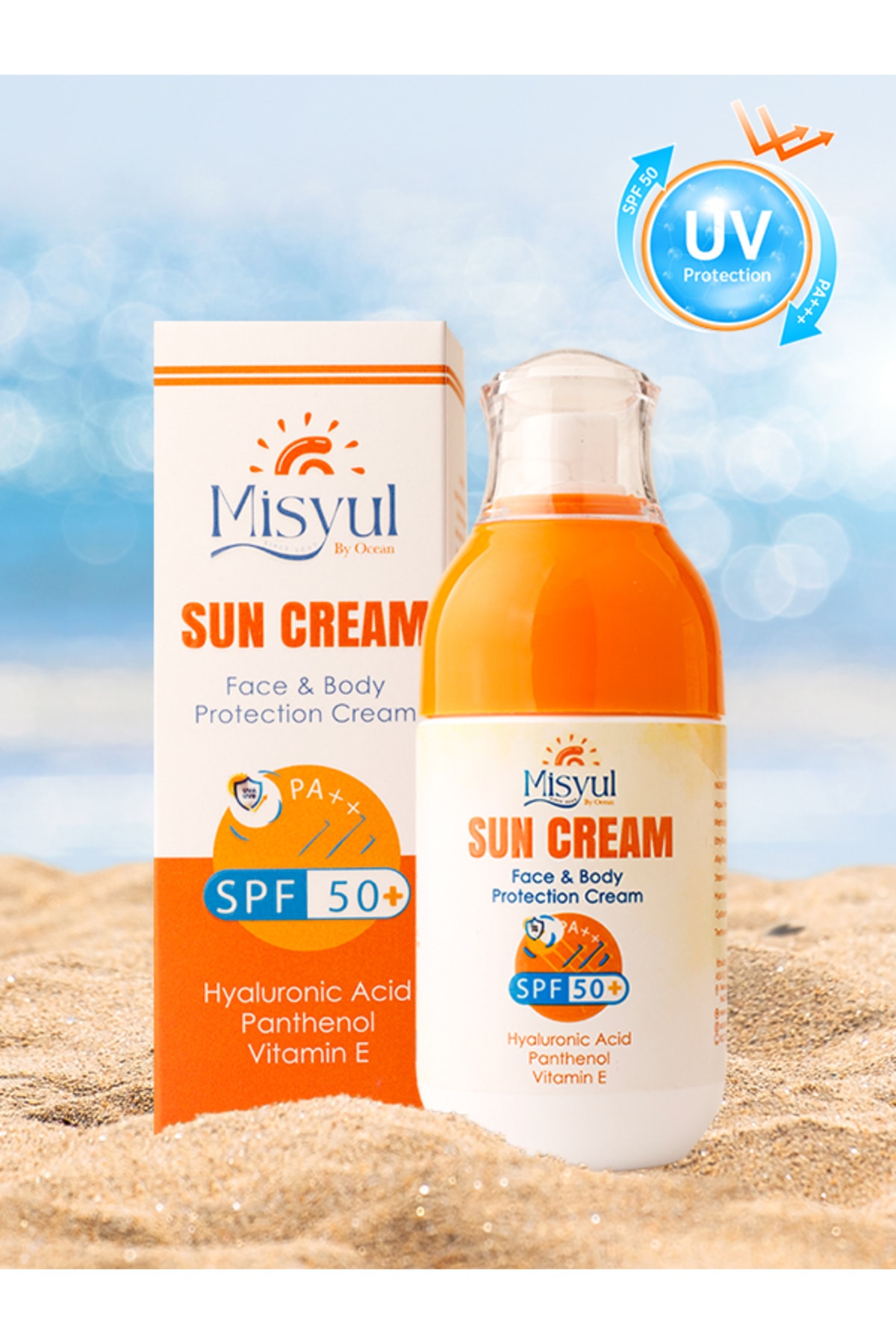 Misyul Güneş Kremi Spf 50 + Leke Karşıtı Hyaluronic Acid Nemlendirici Yüz Ve Vücud Protection Cream 100ml