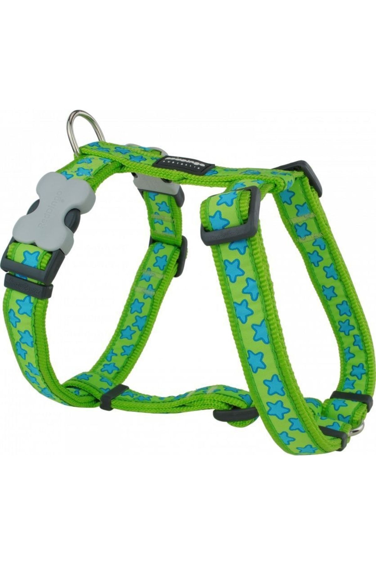 RedDingo Lime Üzerine Turkuaz Yıldızlı Köpek Göğüs Tasması L /25mm