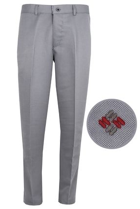 Erkek Gümüş Gri Klasik Kesim Armürlü Keten Pantolon linen trousers1001