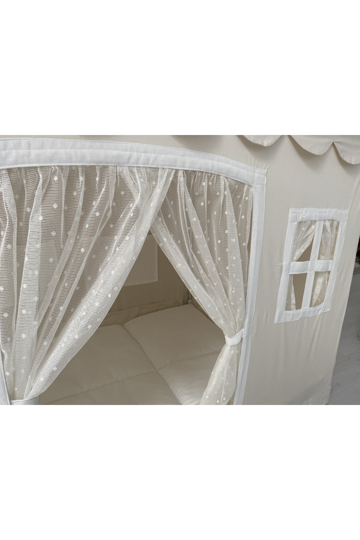 Miniden Çocuk Oyun Evi Krem Renkli Oyun Çadırı Oyun Alanı fotoğrafı 3 (önizleme)