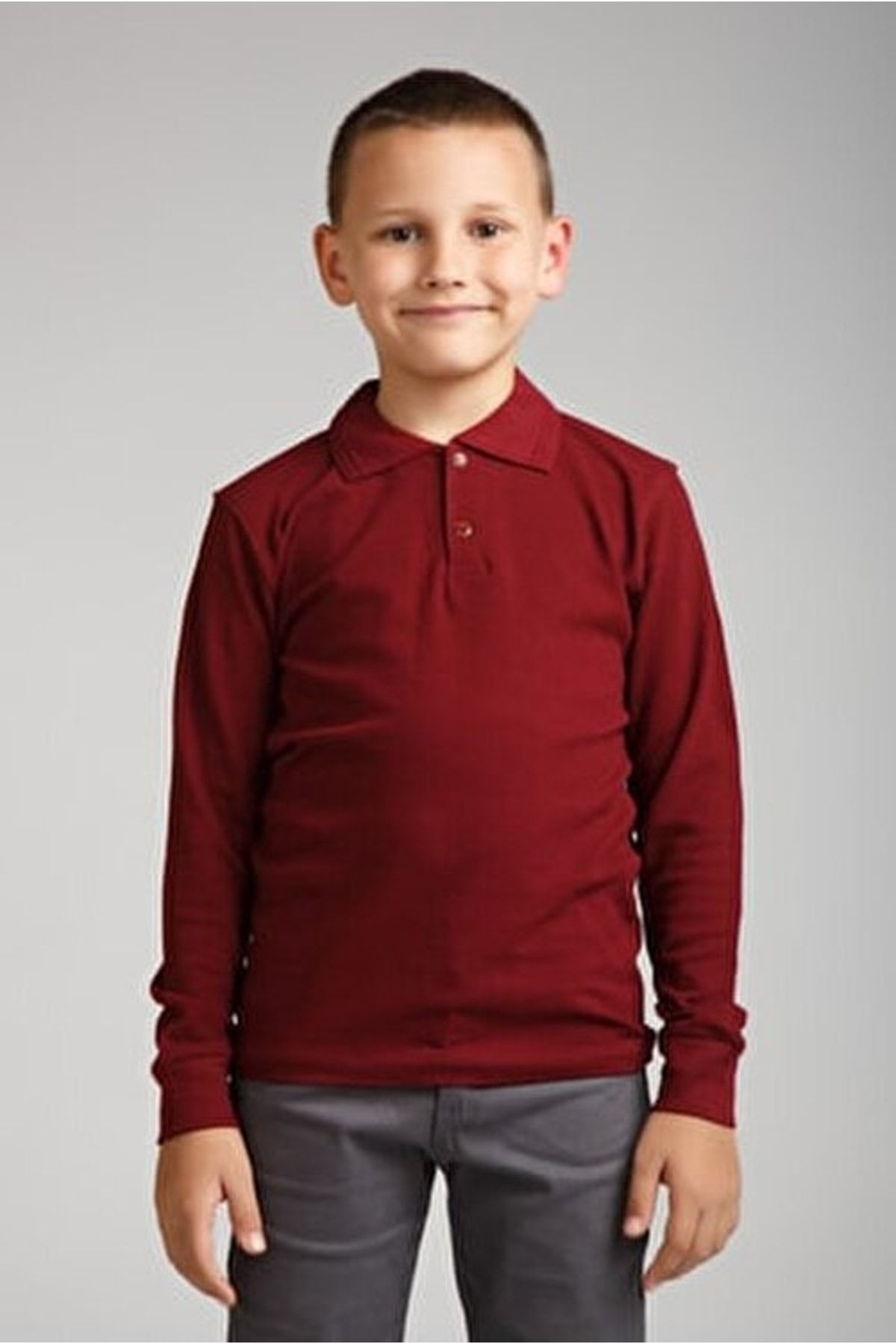 Bordo Unısex Penye Polo Yaka Okul Lakostu