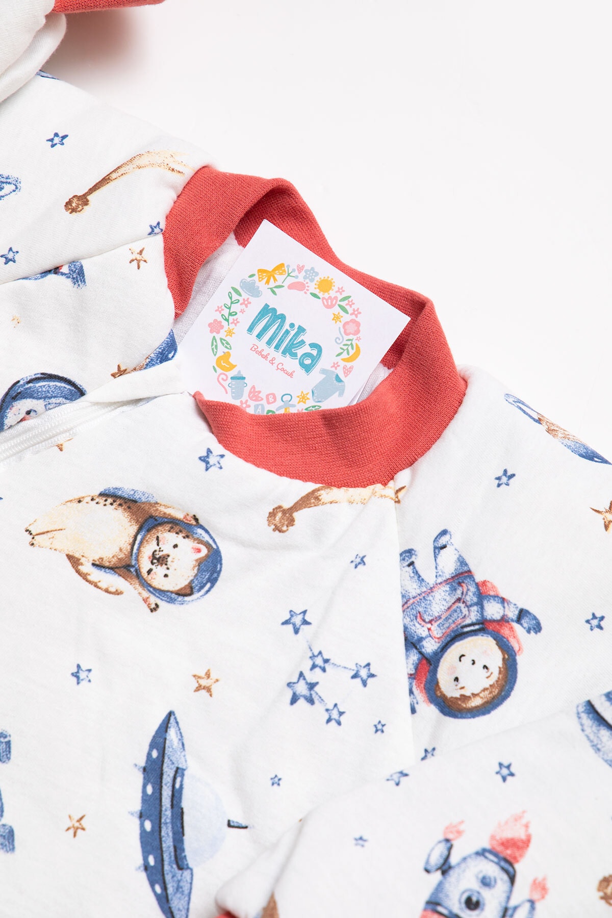 Mika Bebek & Çocuk Dar Kalıp Uzay Desenli Kiremit Biyeli Elyaf Dolgulu 2,0 Tog Erkek Çocuk Uyku Tulumu fotoğrafı 4 (önizleme)