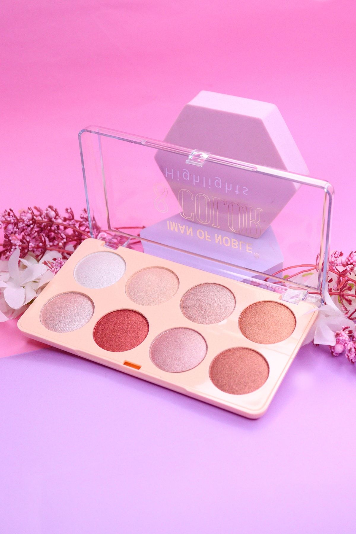 IMAN OF NOBLE-8 Color White Highlighter - Pearlescent Eyeshadow Palette, 843d Model No:2 5