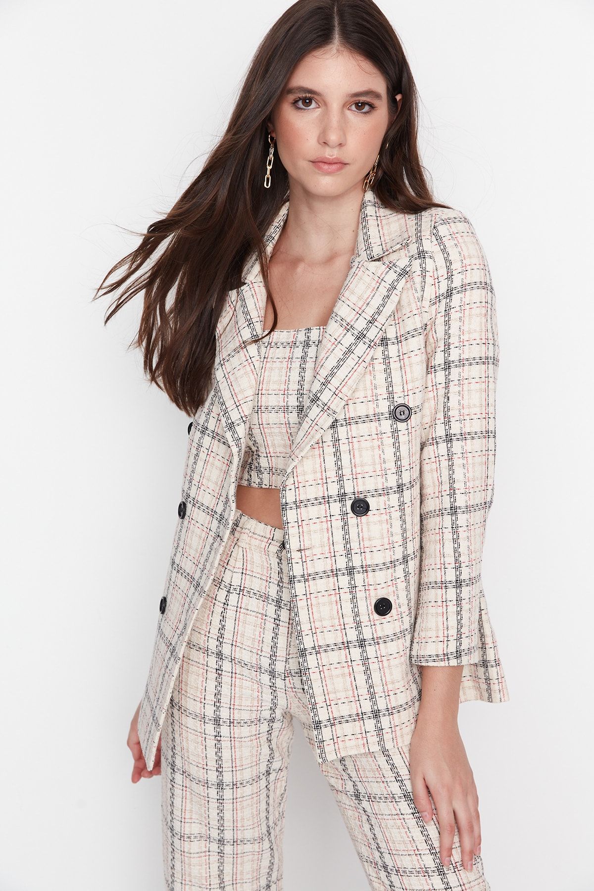 Trendyol Collection Blazer Ecru Regular Fit Fast ausverkauft