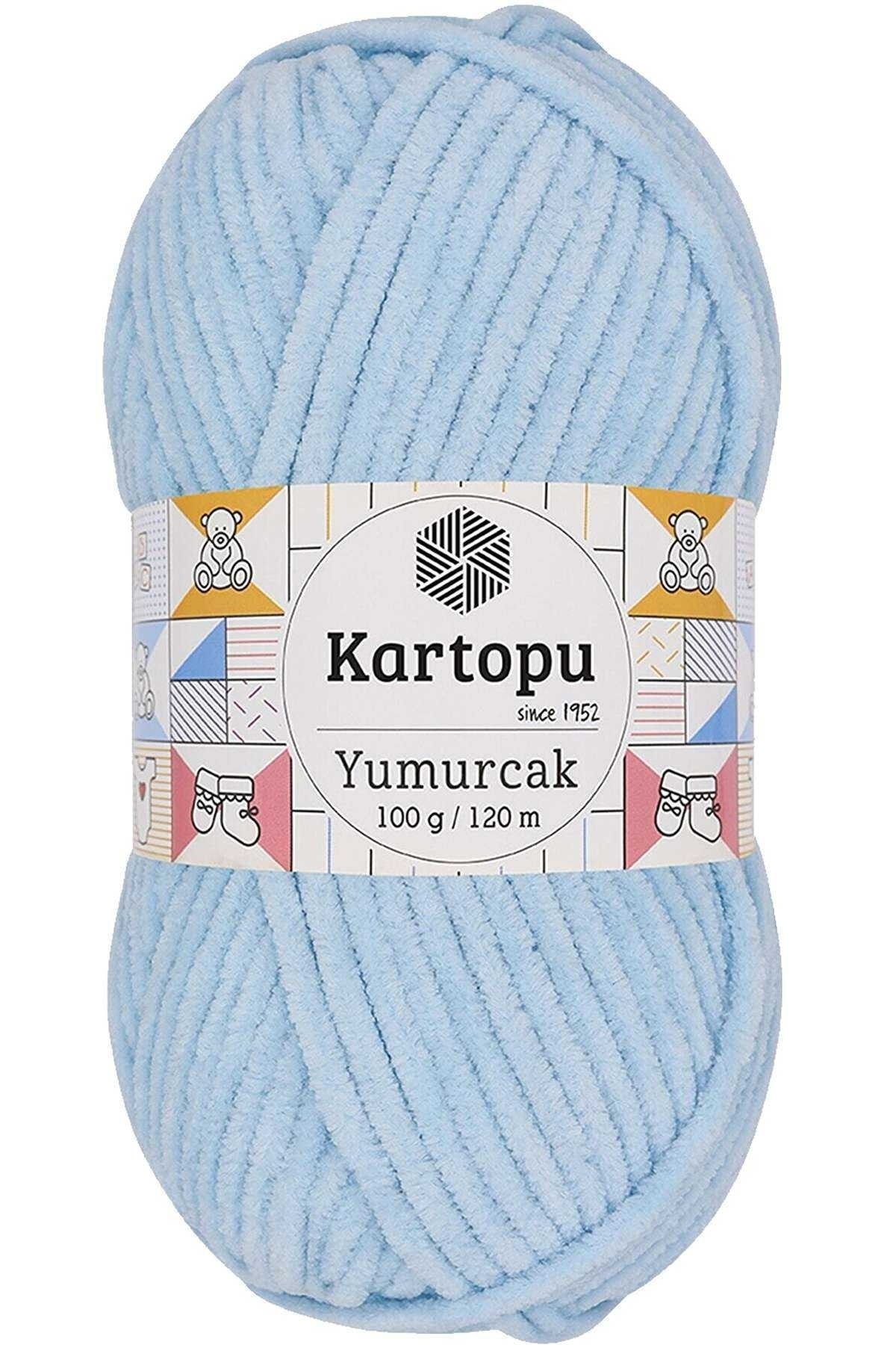 Kartopu Yumurcak Kadife El Örgü Ipi Bebe Mavi K523