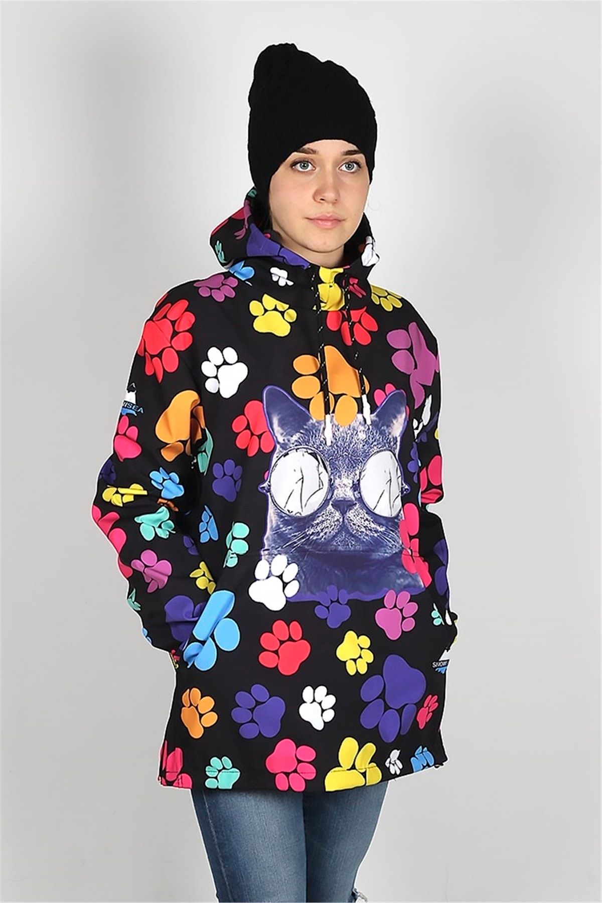 Tıklaalbeni Snowsea Kedi Patili Kayak Montu, Bayan Snowboard Montu Ss14