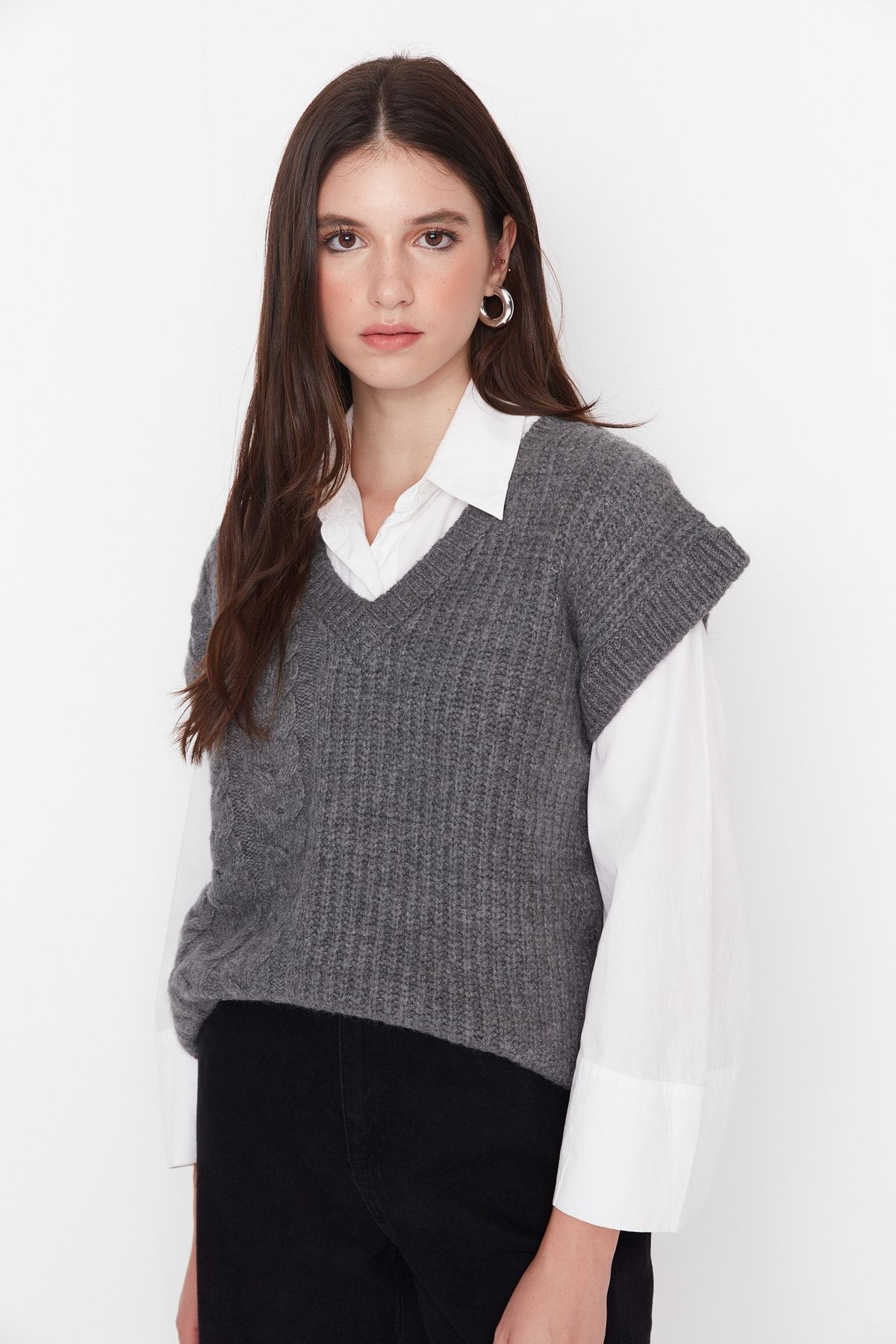 Dark grey sweater vest online