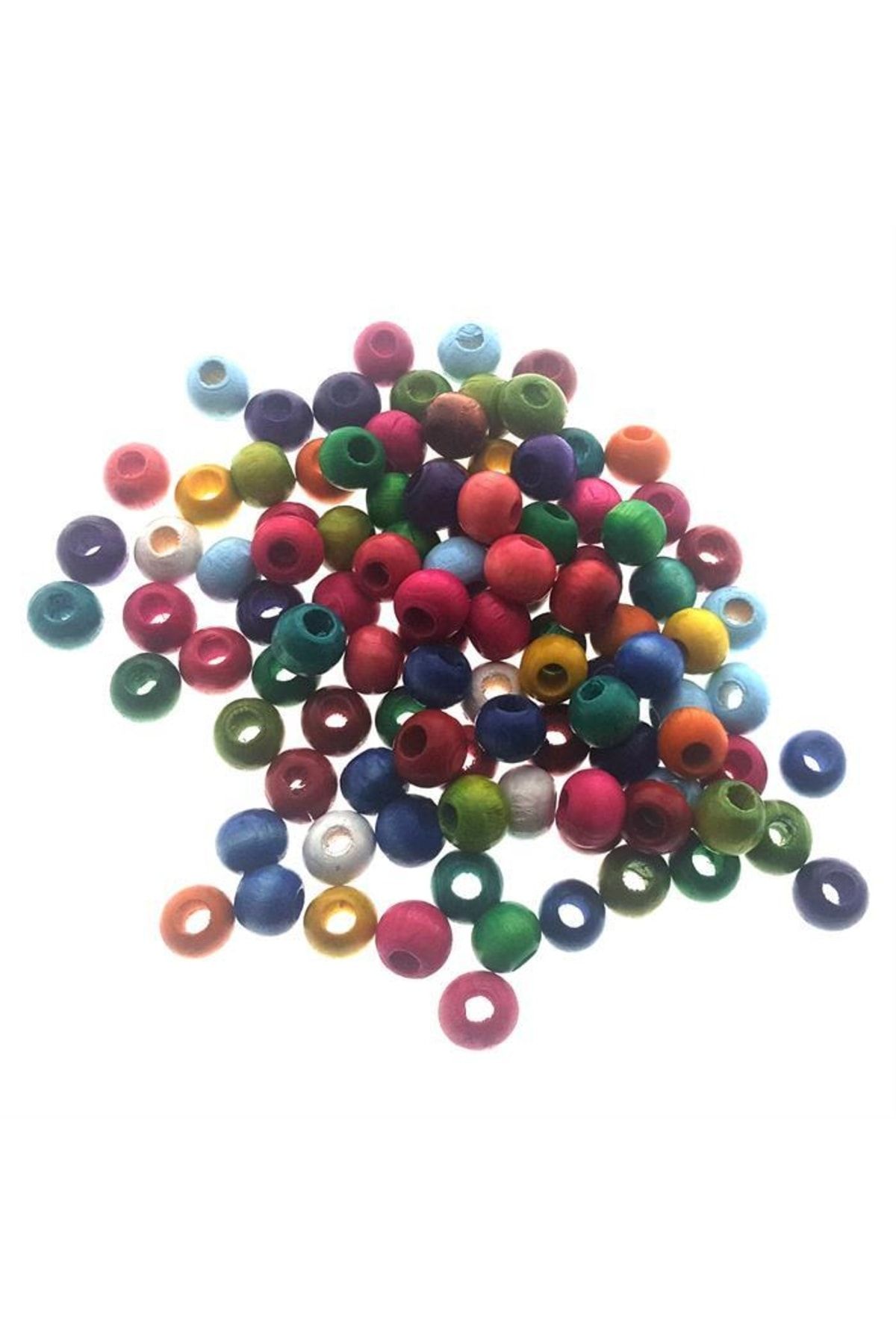 Ahşap Yuvarlak Renkli Boncuk 10mm 100'lü - Parlak