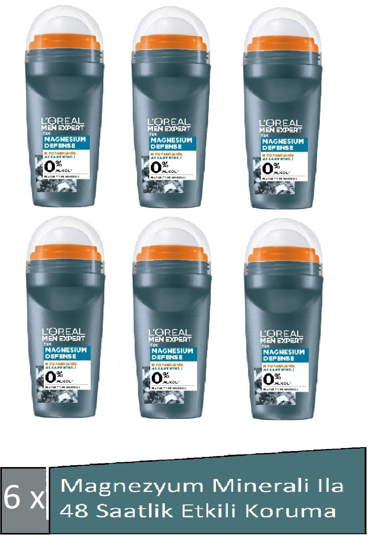 L'Oreal Paris Men Expert Erkek Deodorant Magnesıum Defense Hipoalerjenik Roll On 50 Ml X 6 Adet