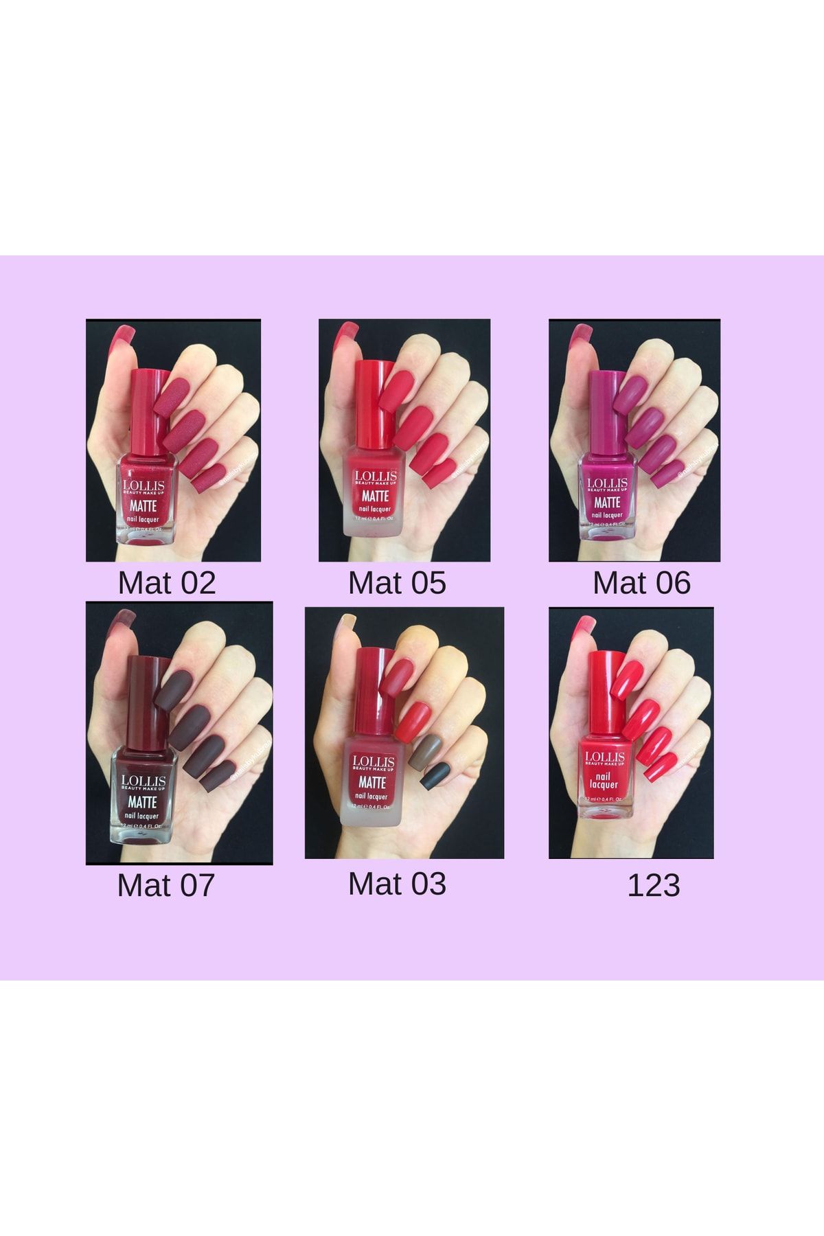 ست لاک ناخن 6 تکه Mat02/mat05/mat06/mat07/mat03/123 Lollis