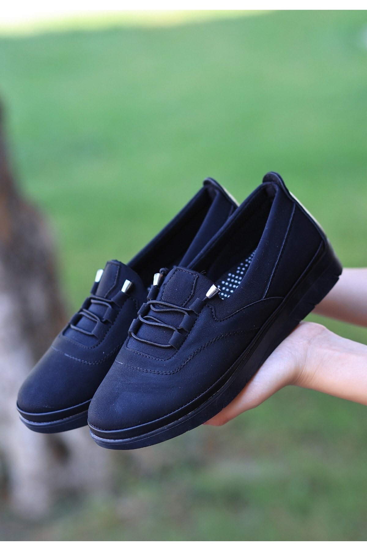 Kadın Siyah Laxi Siyah Nubuk Bağcıklı Spor Ayakkabı