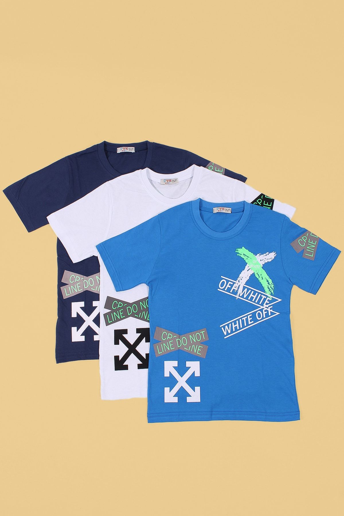 3lü, X Collection, Baskılı, Mavi-beyaz-indigo Erkek Çocuk T-shirt
