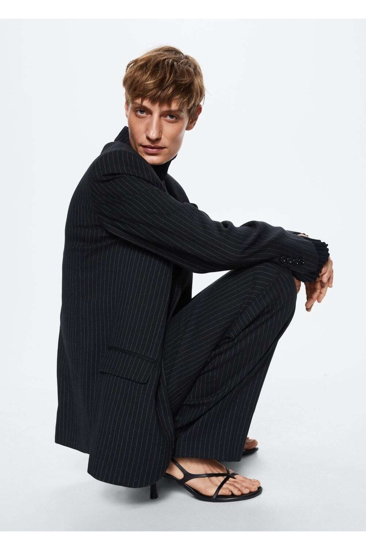 MANGO Woman-Pinstripe Suit Trousers 5