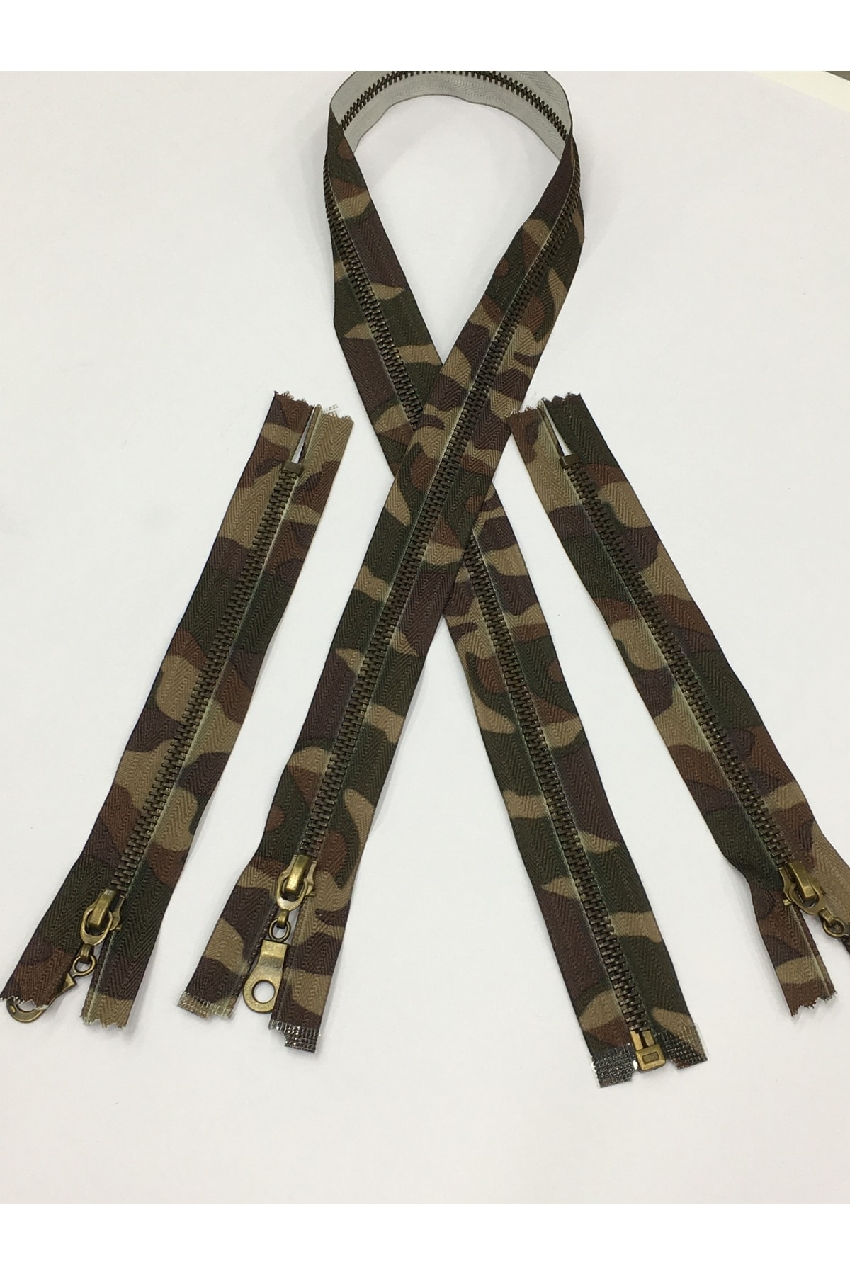 Camouflage Patterned Iron Teeth Zipper Set