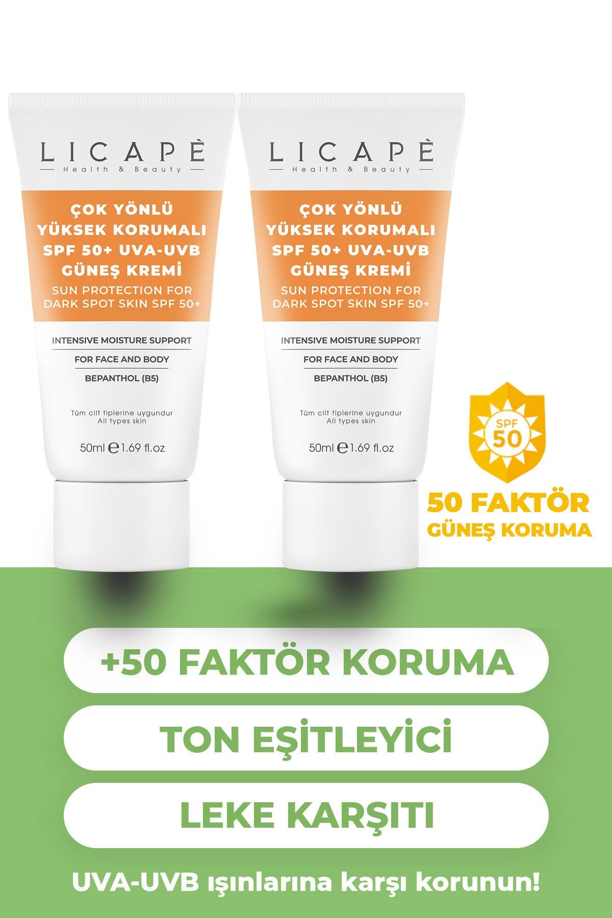 Licape Ultra Nemlendirici, Leke Karşıtı, Yüksek Korumalı 50+ Faktör Güneş Kremi 2'li