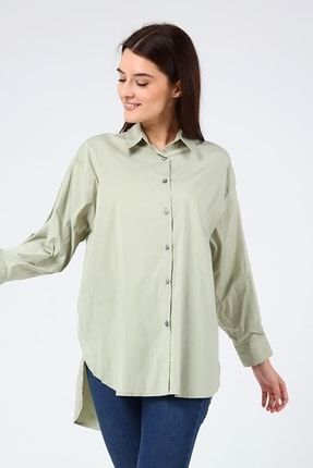 Kadın Oversize Gömlek - Mit Yeşili DKGMLK001