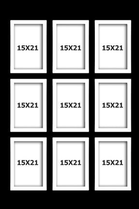 9 Adet 15x21 A5 Beyaz Çerçeve Mdf - Çoklu Fotoğraflı Çerçeve çokluçerçevedik9lı15x21