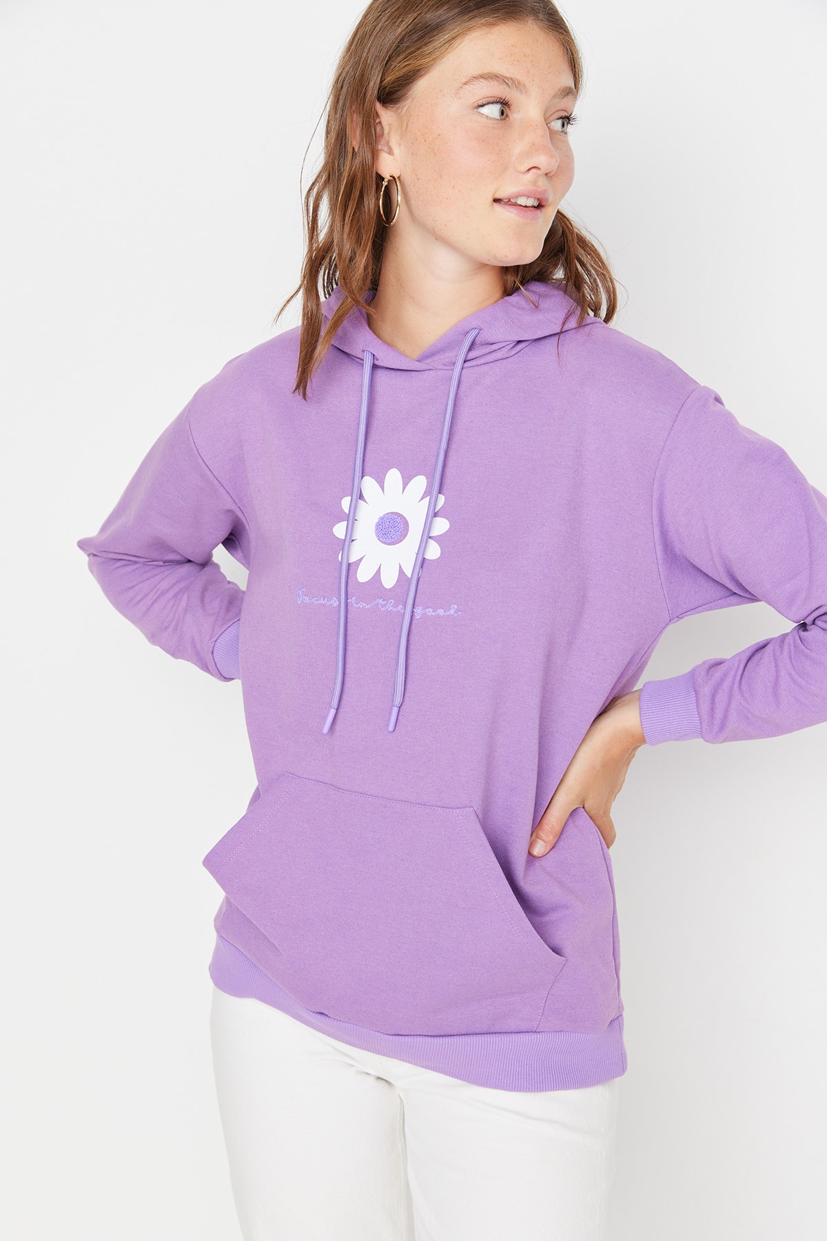 Trendyol Collection Sweatshirt Lila Boyfriend Fast ausverkauft