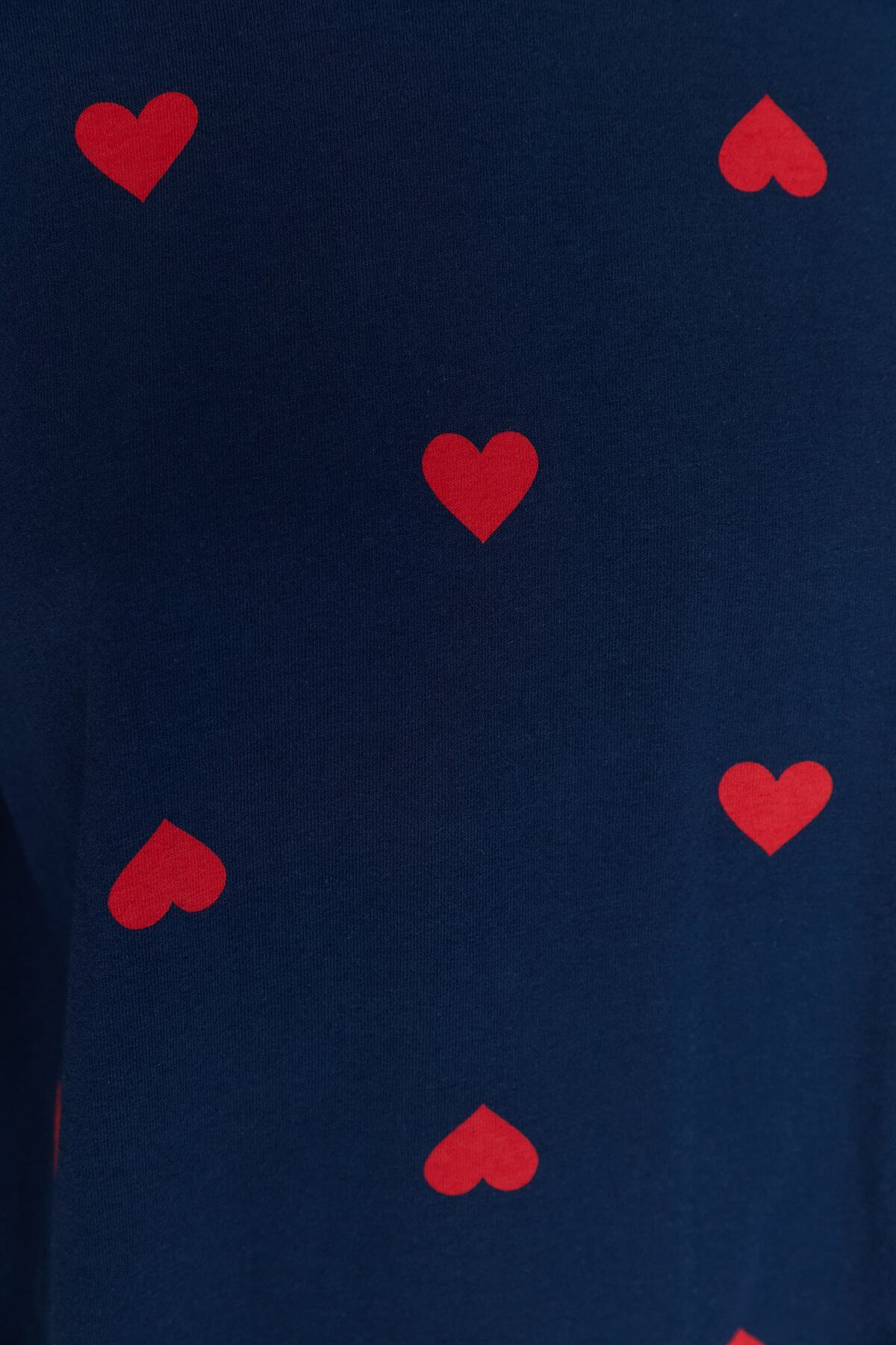 Trendyol Collection Hearted Indigo Knited Pyžama Set 100% bavlna - THMAW21PT0566