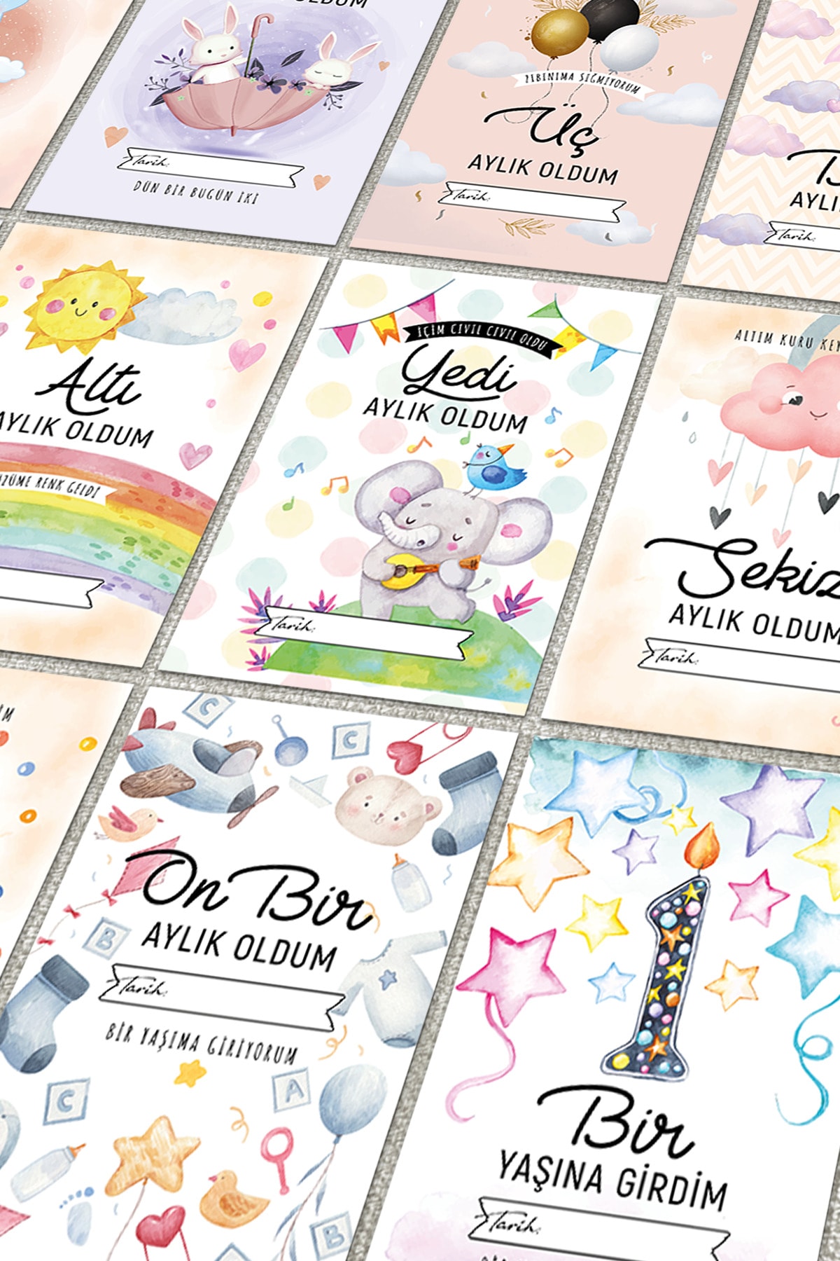 Tutunabilir Kağıt 12 Adet Bebek Anı Kartı Hamile Anı Kartları Anı Kartı Modelleri Bebek Aylık Konsept Fotoğraf Çekimi fotoğrafı 4 (önizleme)