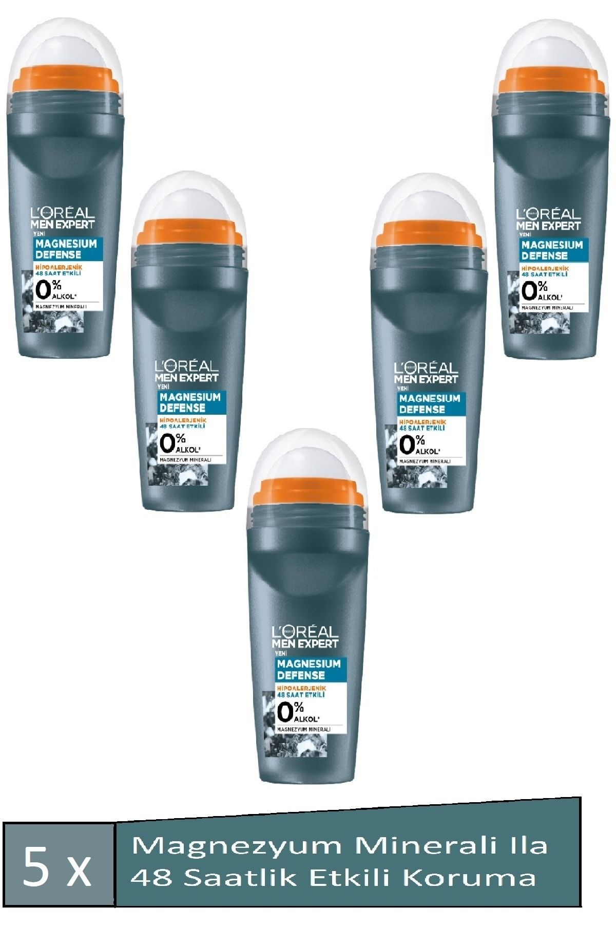 L'Oreal Paris Men Expert Erkek Deodorant Magnesıum Defense Hipoalerjenik Roll On 50 Ml X 5 Adet
