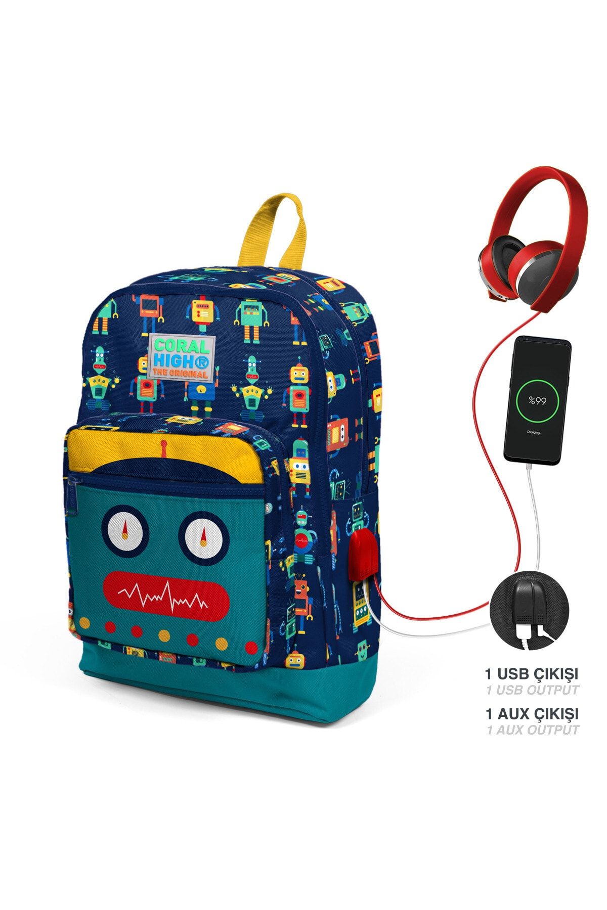 23284 Coral Hıgh Sırt Çanta (usb+auxsoketli)