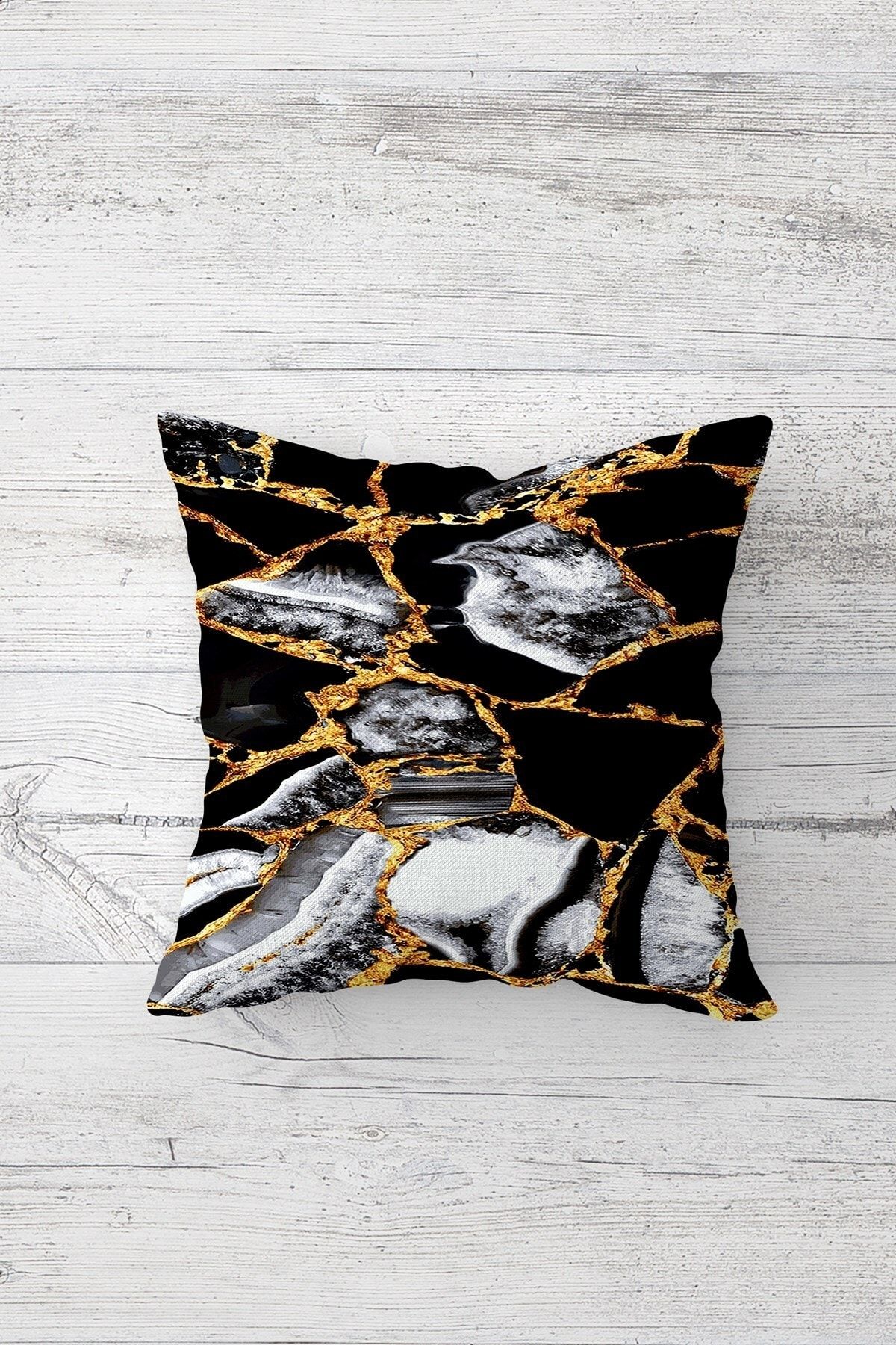 on the clouds-Black Gray Marble Pattern One Side Printed Hidden Zipper Pillowcase Throw Pillow Sofa Pillowcase 1