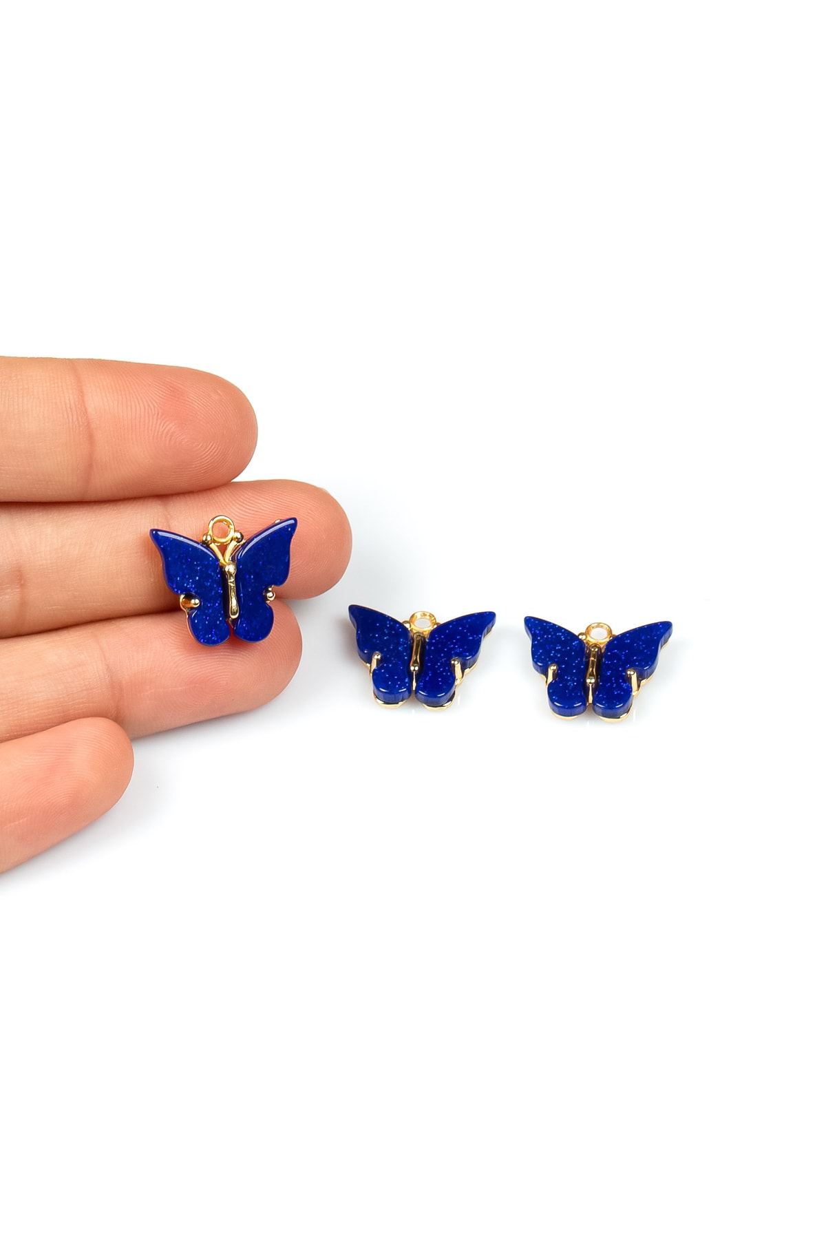 yfhobi 1 Adet - 15 Mm Kelebek Takı Aparatı, Altın Kaplama Mavi Taşlı Takı Aparatı, 1. Kalite (kararmaz)