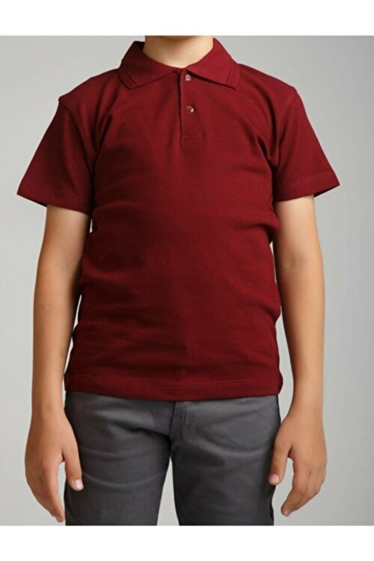 Bordo Unısex Penye Polo Yaka Okul Lakostu