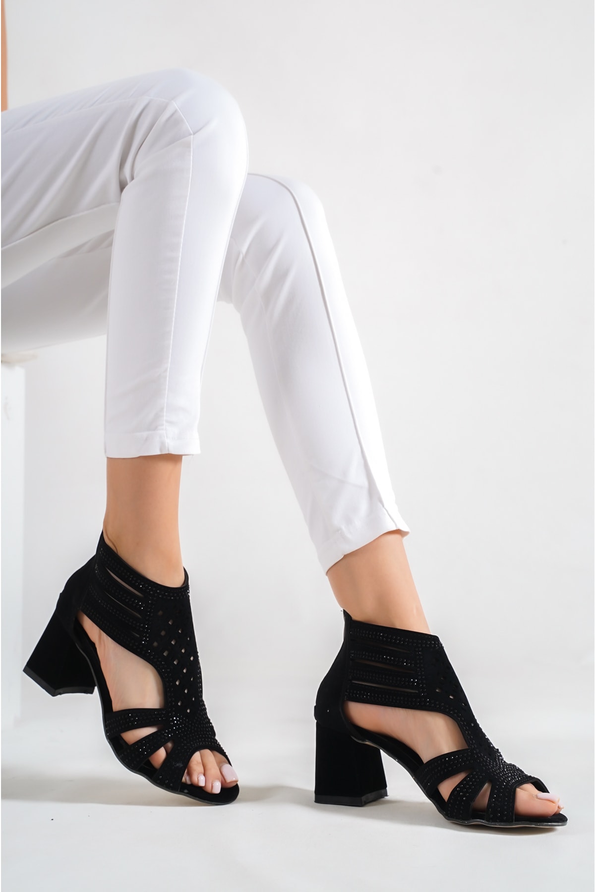Rimex Kadın 5 Cm Taşlı Topuklu Sandalet Rm 20856