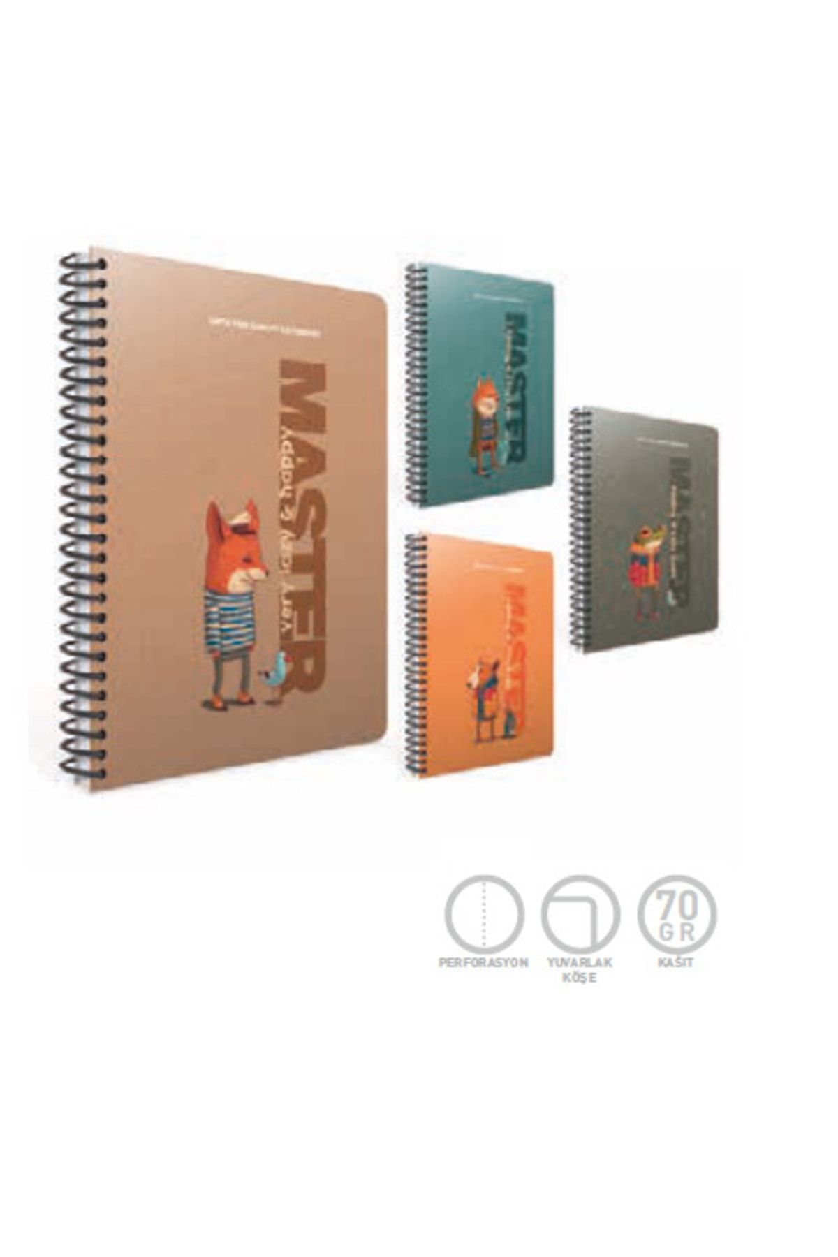 Gıpta-Lazy Master Spiral Paper Cover Notebook A4 100 Sheets Lined (Pack of 4) 6165 4