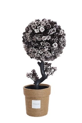 Yapay Çiçek 60 Cm Siyah Beyaz Ev Dekorasyon Ürünü Hasır Ipten Saksıda Yapay Çiçek DHM05354488-001