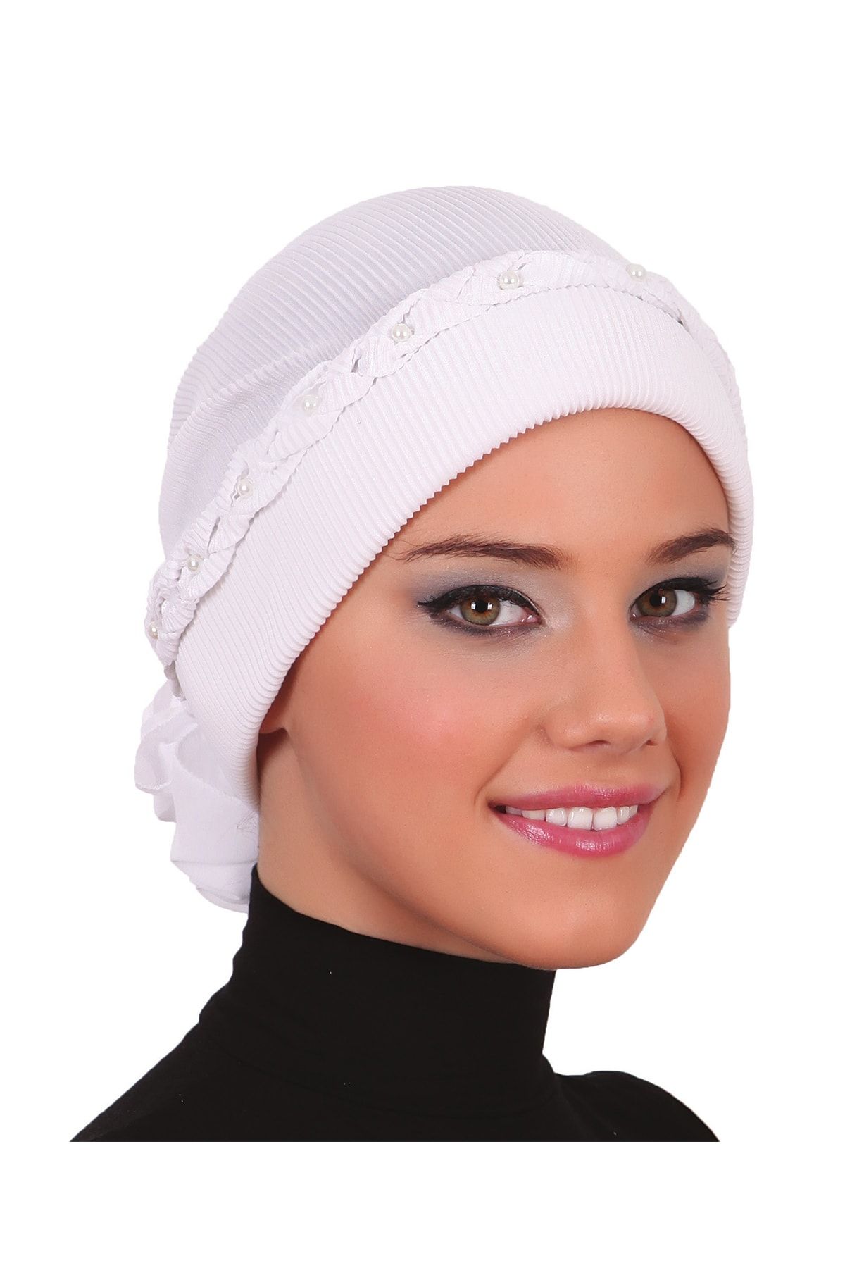 fidan bone Pleated Twisted White Ready made Hijab Hijab Bonnet