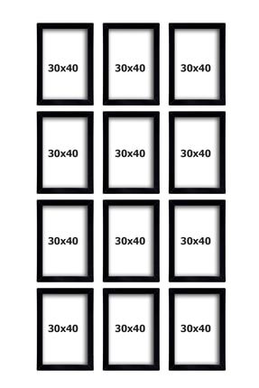 12 Adet 30x40 Siyah Çerçeve Mdf - Pleksili Çoklu Fotoğraflı Çerçeve çokluçerçevedik12li30x40