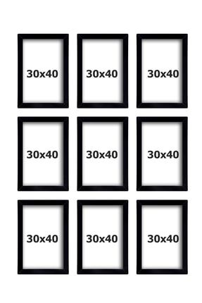 9 Adet 30x40 Siyah Çerçeve Mdf - Pleksili Çoklu Fotoğraflı Çerçeve çokluçerçevedik9lı30x40