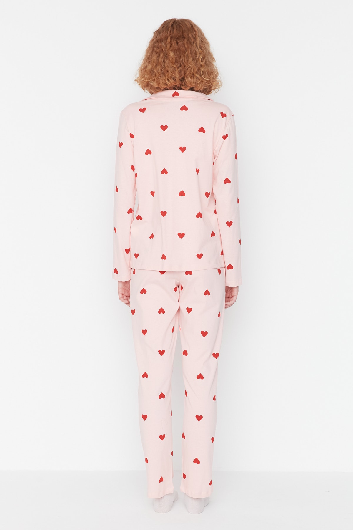 Trendyolmilla  Pembe %100 Pamuklu Kalpli Örme Pijama Takımı THMAW21PT0548 - Görsel 7