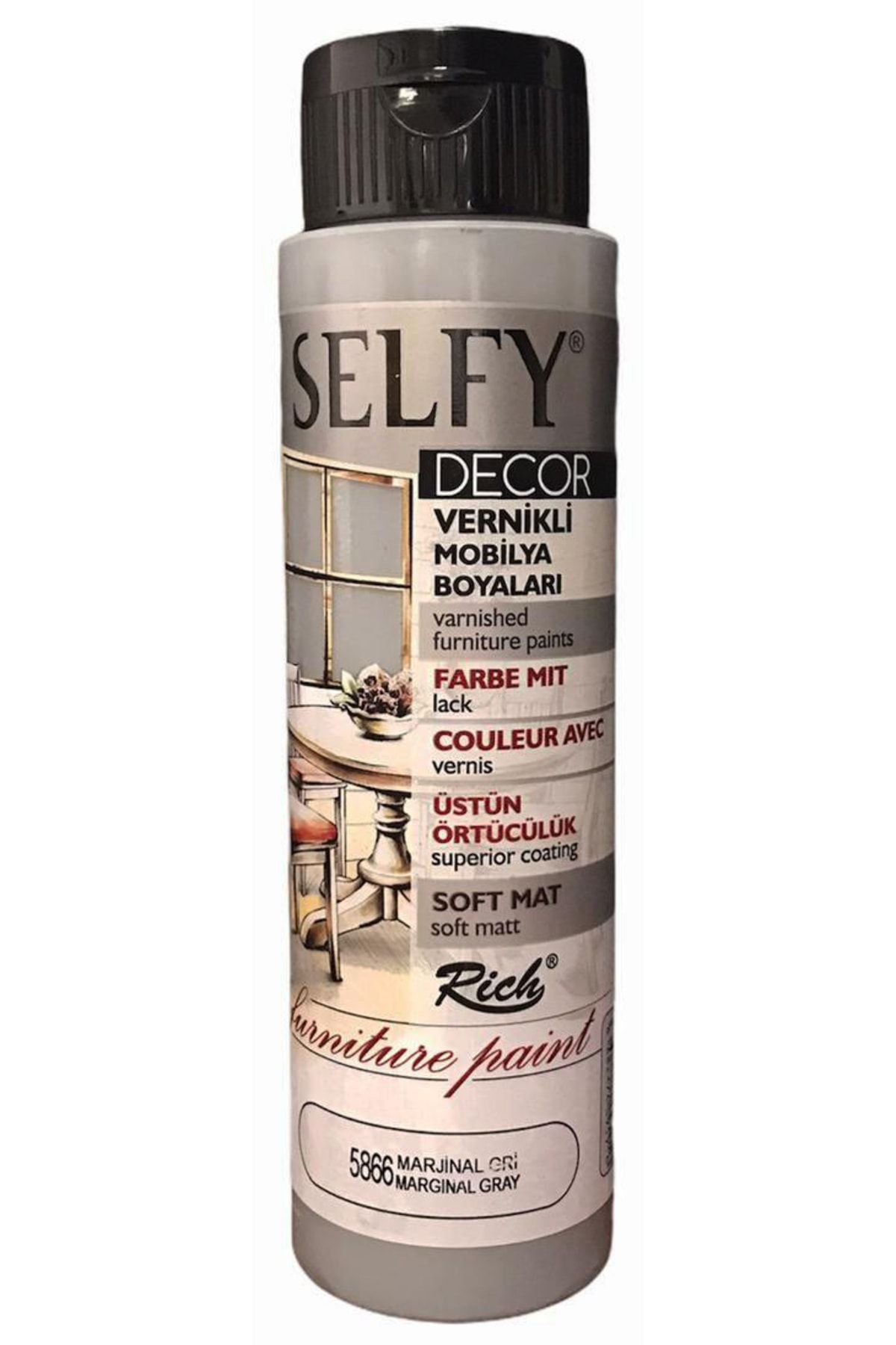 Rich Selfy Decor Vernikli Boya 500 cc - Marjinal Gri 5866