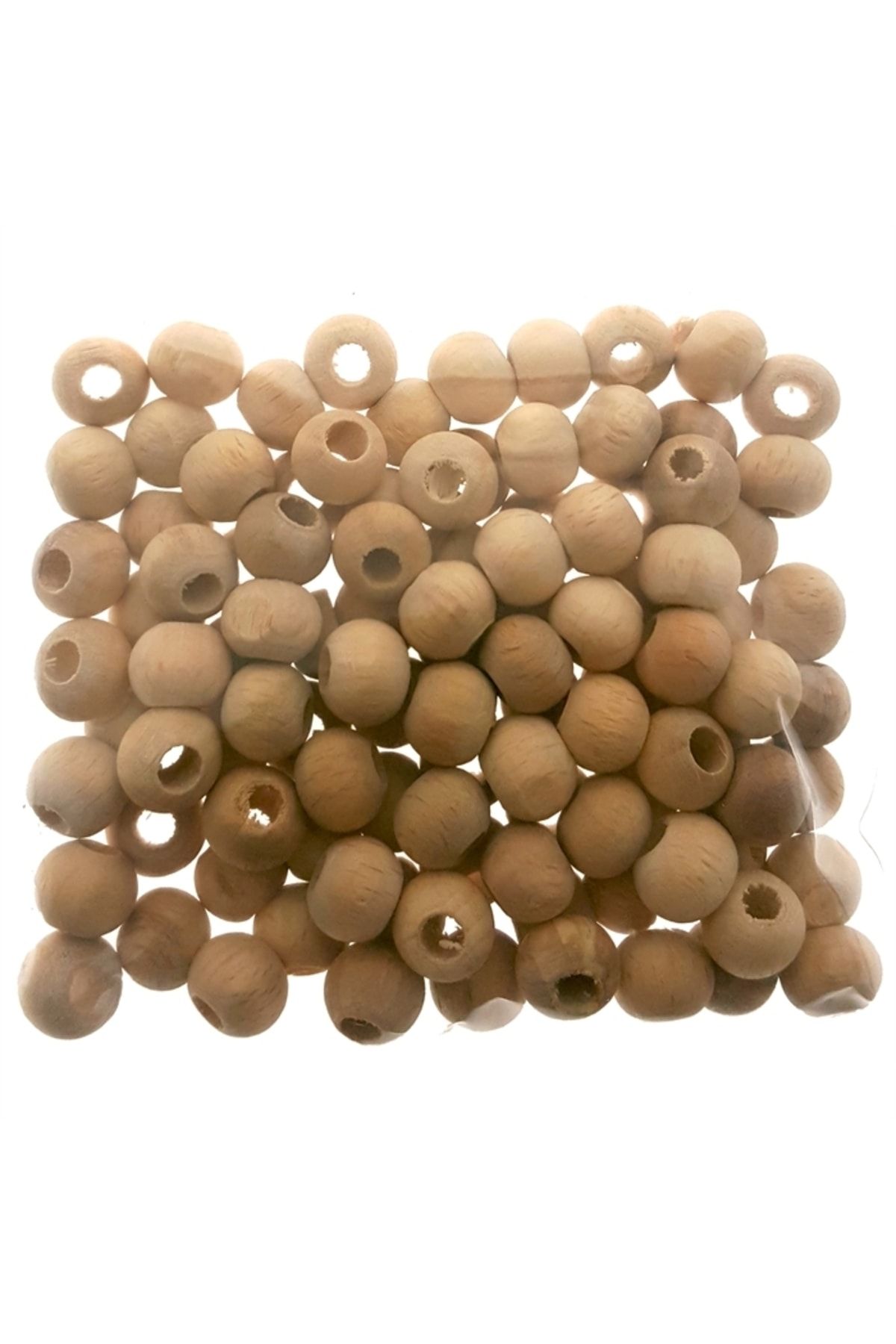 Ahşap Yuvarlak Boncuk 10 mm 100'lü - Ham Mat
