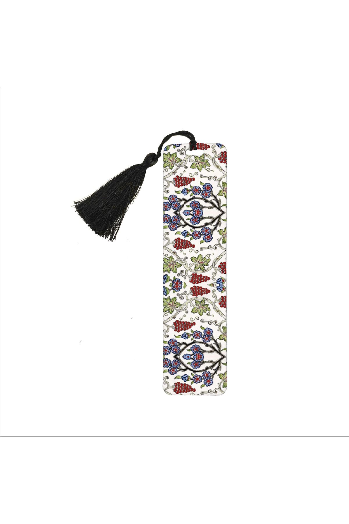 BAKSEPETE-Grape Tile Pattern Printed, Tasseled Bookmark (gift Bookmark, bookmark-137) 1